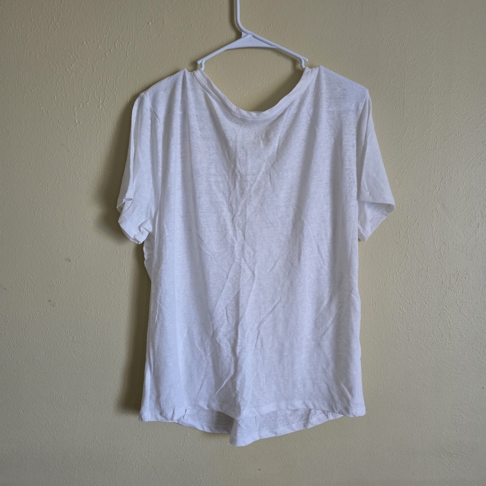 White V-neck Front Twist Linen Blend T-Shirt | A New Day - Lightweight Casual - Picture 3 of 6